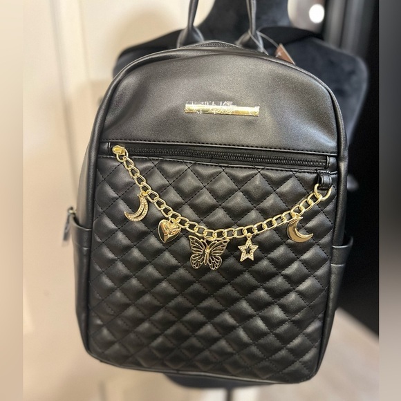 ??NWT- LUV BETSEY BY Betsey Johnson Faux Leather Quilted Charm BACKPACK ?? main image 4